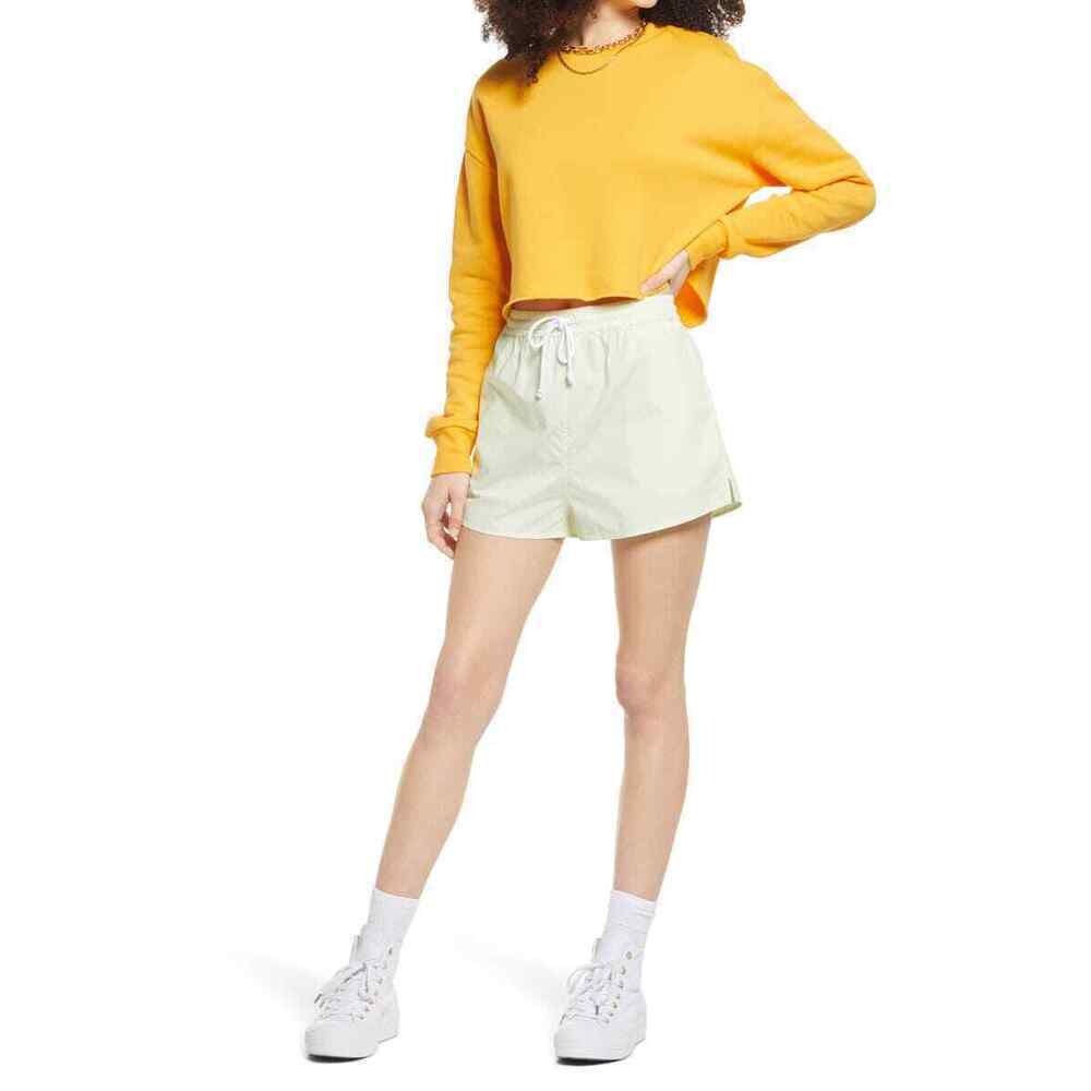 Bp. Women's Cotton Athletic Drawstring Shorts In Green Limecream Size S